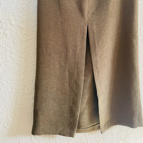 Zara Brown / Army Green Ruched Side Fitted Midi Cocktail Dress NWT - Picture 6 of 16